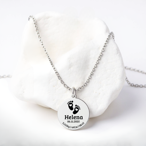 Personalised Round Photo Pendant Necklace – Laser Engraved Keepsake
