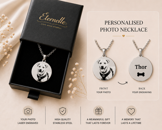 Personalised Pet Photo Necklace - Laser Engraved Keepsake