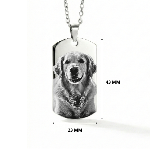 Personalised Dog Tag Photo Necklace – Modern & Stylish Keepsake
