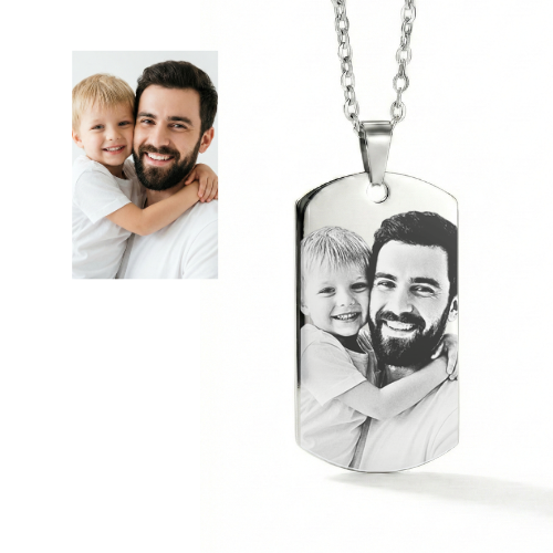 Personalised Dog Tag Photo Necklace – Modern & Stylish Keepsake